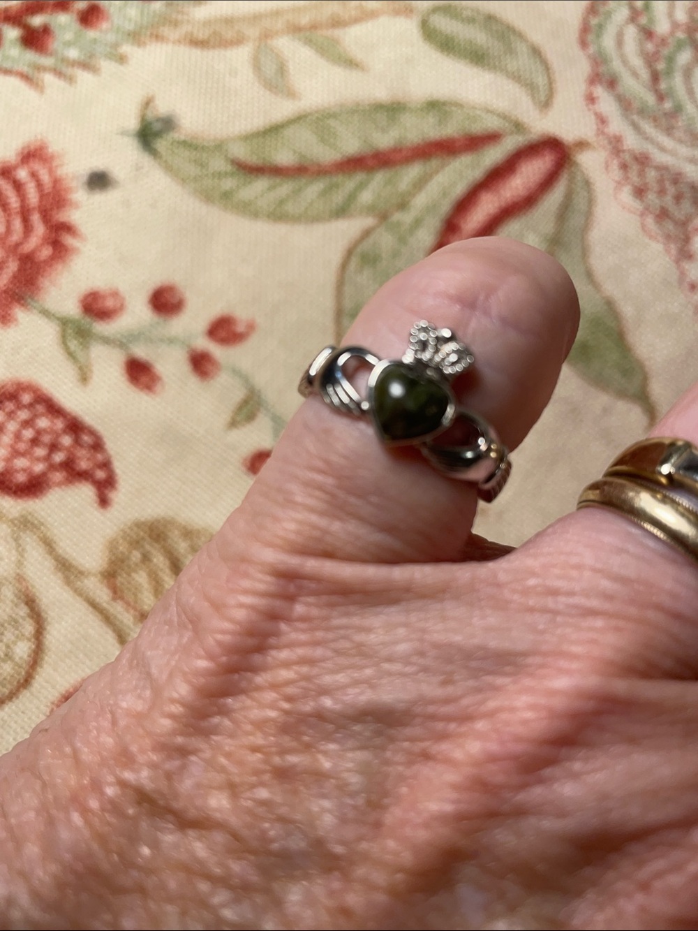 Authentic Solvar Sterling Silver Connemara Marble Woven Band Ring